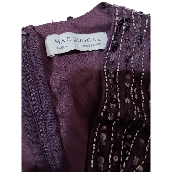 NEW MAC DUGGAL Dress -READ- Plus 18 Purple Aubergine Formal Maxi Beaded Sequins - Picture 6 of 15